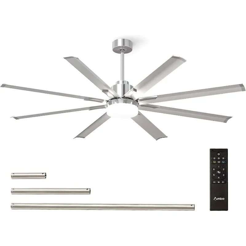 

Ceiling Fan with Light, Industrial Large Quiet DC Motor, Aluminum Reversible Blades,Speed Remote Control, Indoor/Outdoor