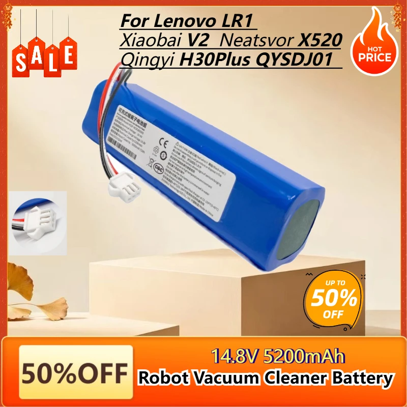 

14.8V Robot Vacuum Cleaner Battery for Lenovo LR1 Xiaobai V2 Neatsvor X520 for Qingyi H30 Plus QYSDJ01 Replacement Battery