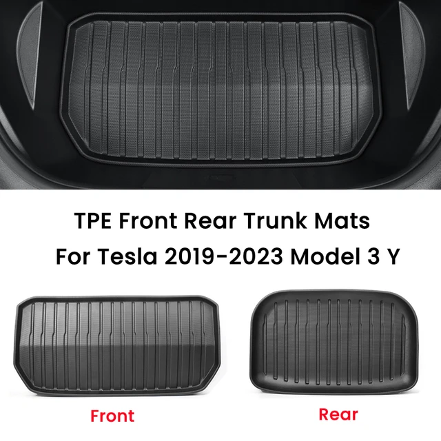 Dla Tesla Model 3 / Y Przednie tylne maty bagażnika Ulepszenie TPE Dolne podkładki do schowków Pokrowiec ochronny Wykładzina bagażnika Mata podłogowa