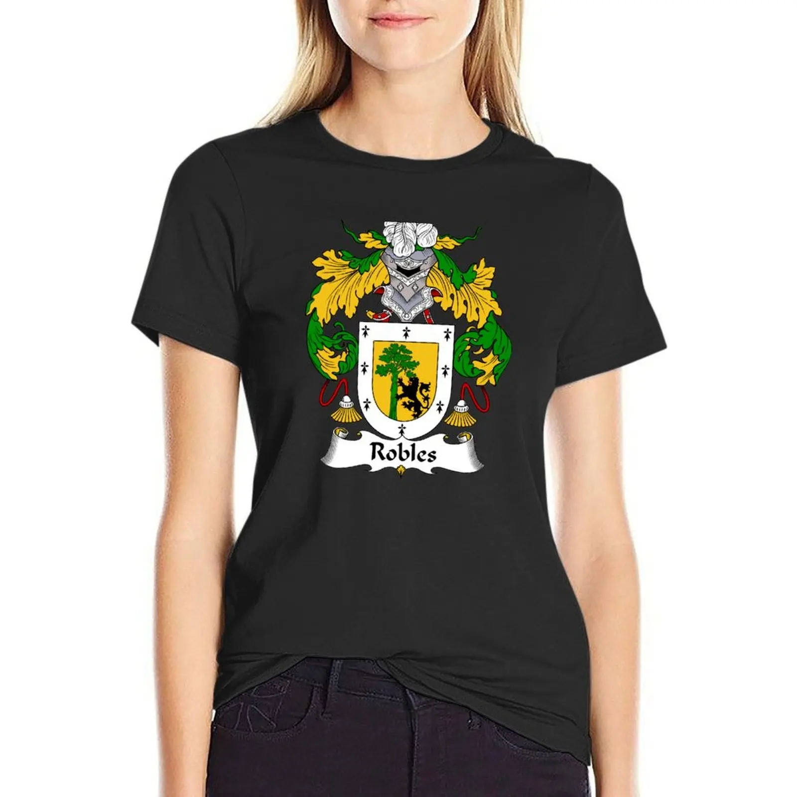 Robles Coat of Arms/Family Crest T-Shirt kawaii clothes korean fashion cute tops blacks t shirts for Women loose fit