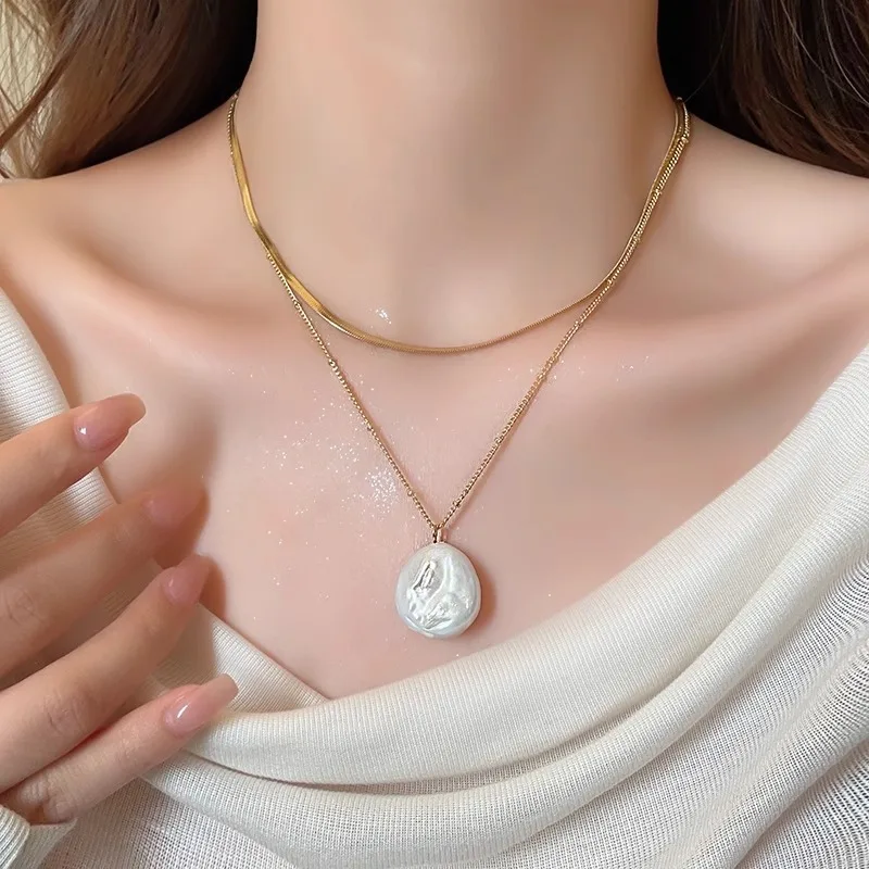 

Цепочка Женская со змеиным плетением, ожерелье из 100% натурального пресноводного жемчуга, позолота 14 карат, ювелирное изделие без выцветания