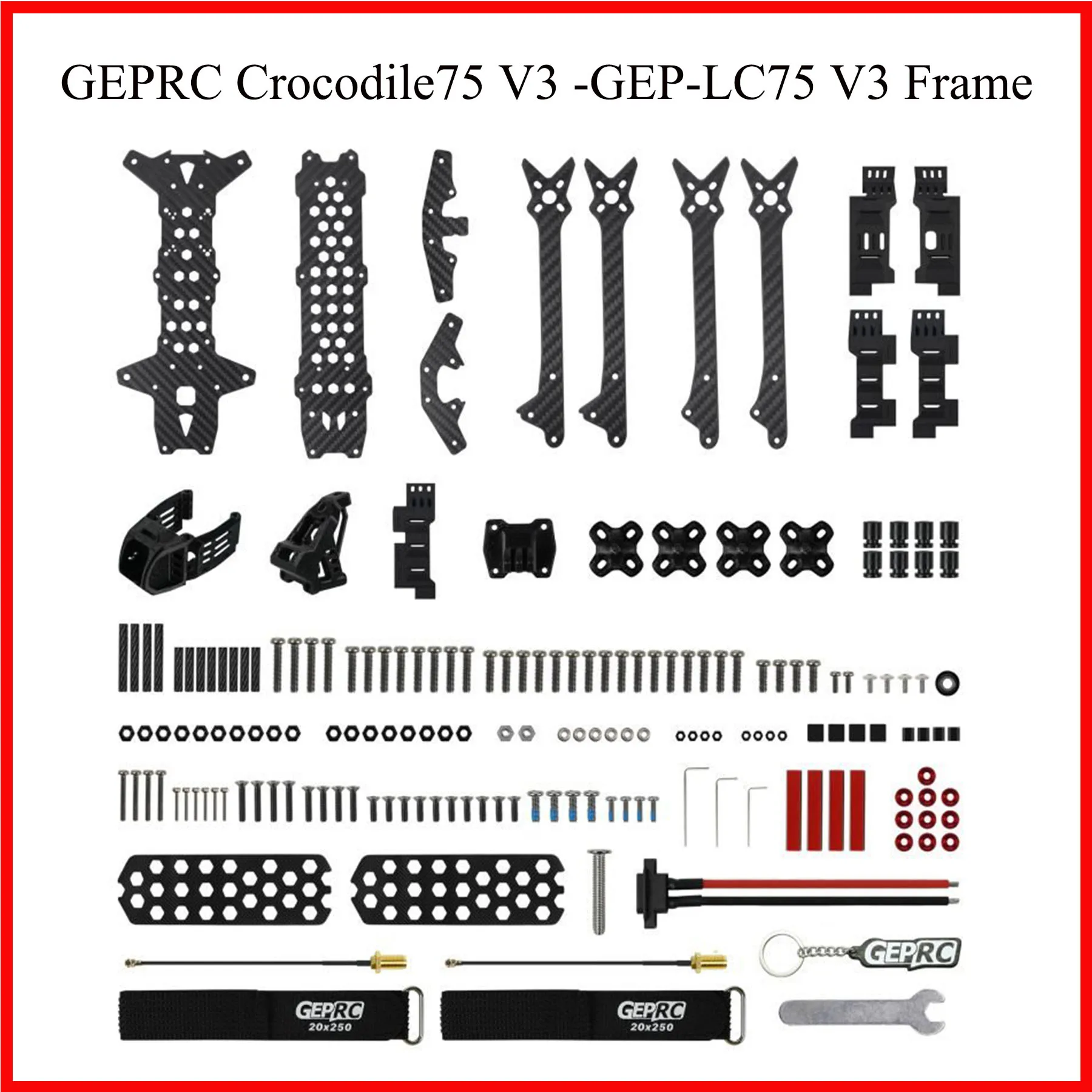 GEPRC Crocodile75 V3 O3 FPV Drone Accessories Suitable GEP-LC75 V3 Frame Parts/Naked GP Base Mount/O3 Air Unit Coaxial Cable