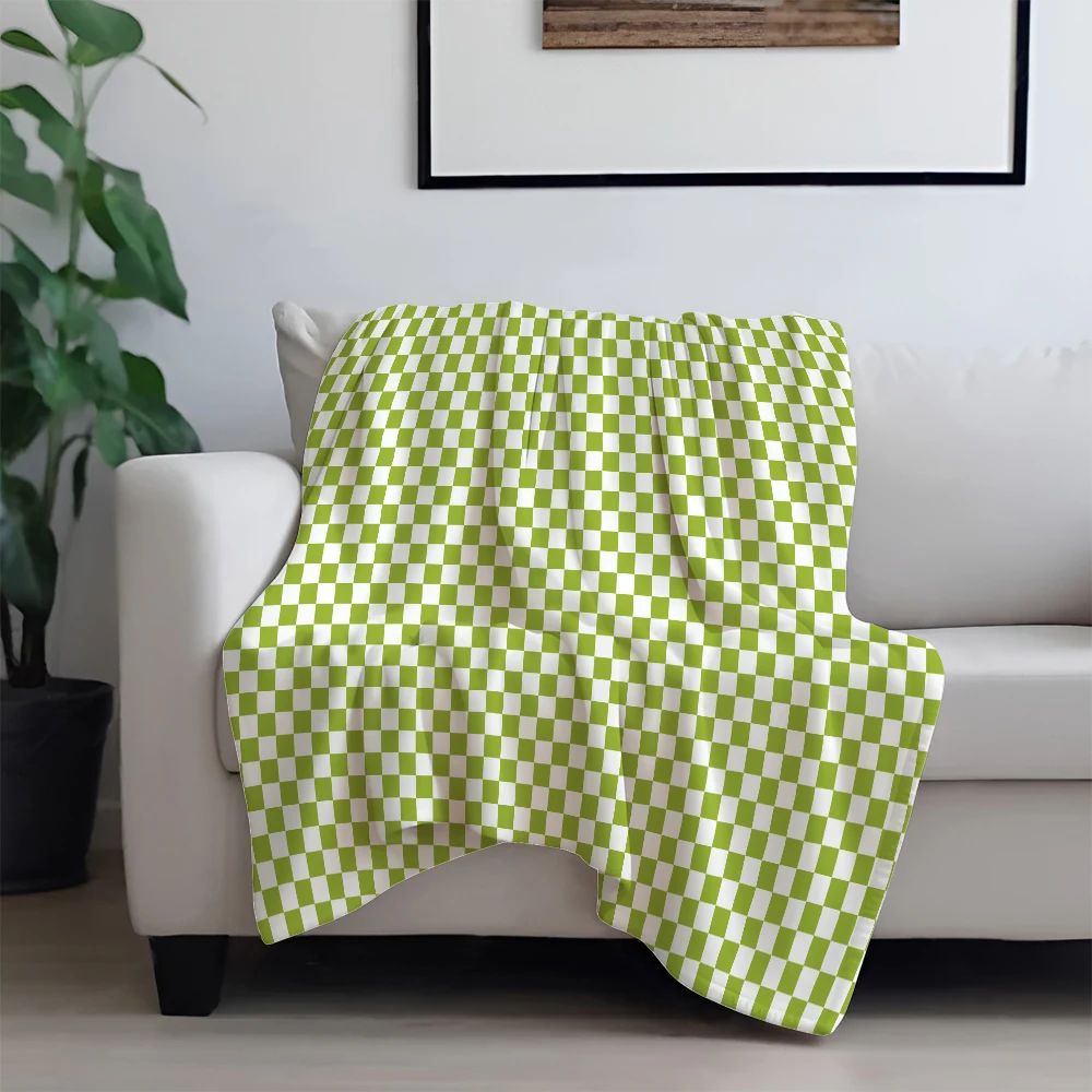 

130x150cm Flannel Blanket Queen Size for Couch Sofa BedBuffalo Plaid Decor Green and White Checkered Blanket Soft Lightweight