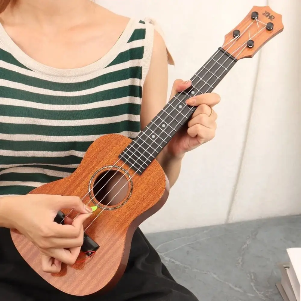 4 Strings Ukulele Musical Instrument Toy Adjustable String Knob Yukrili Toys Simulation Ukulele Toy Classical Durable