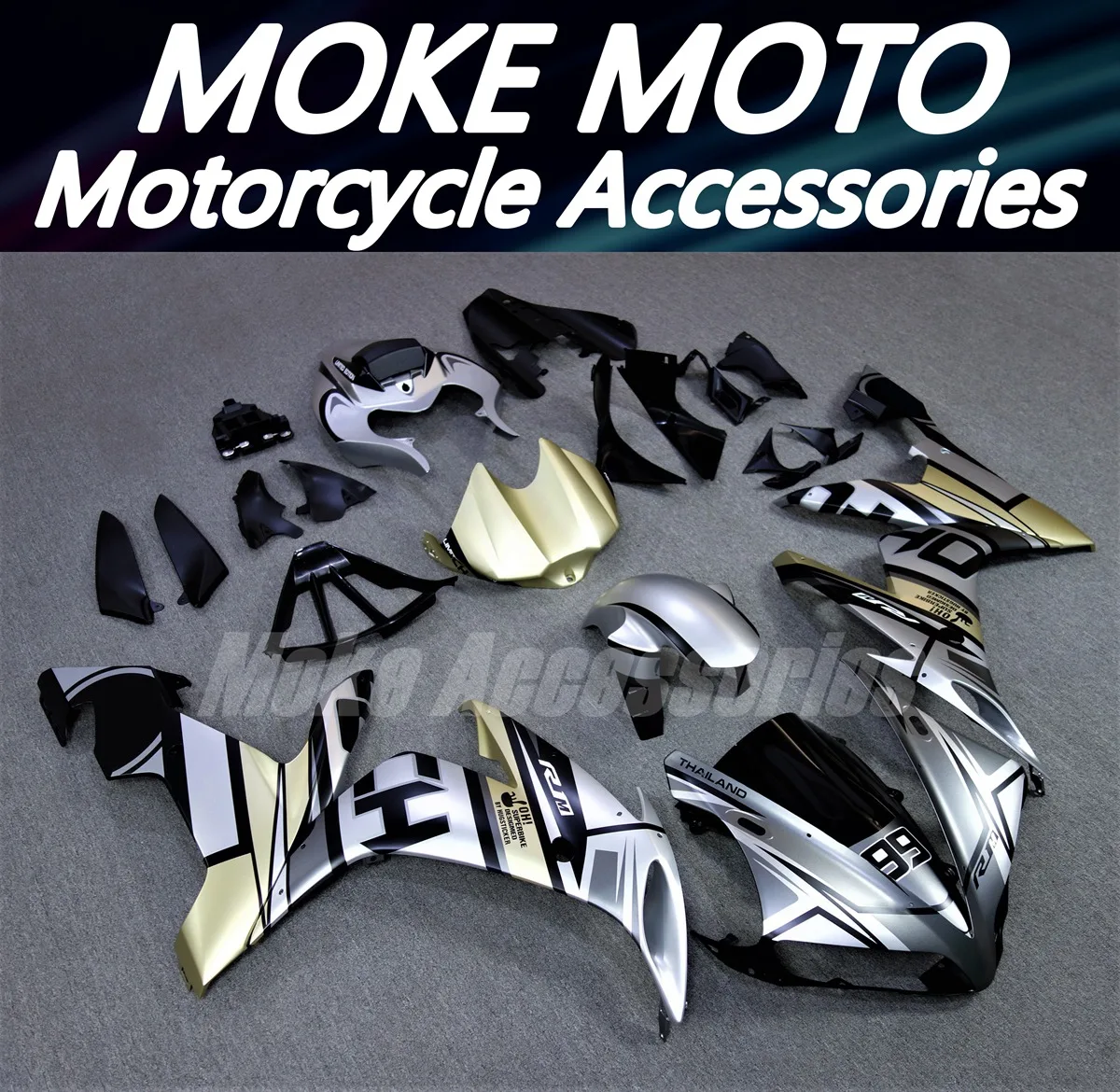 

Fairings Kit Fit For Yzf R1 2004 2005 2006 Bodywork Set High Quality Abs Injection Grey Black champaign gold