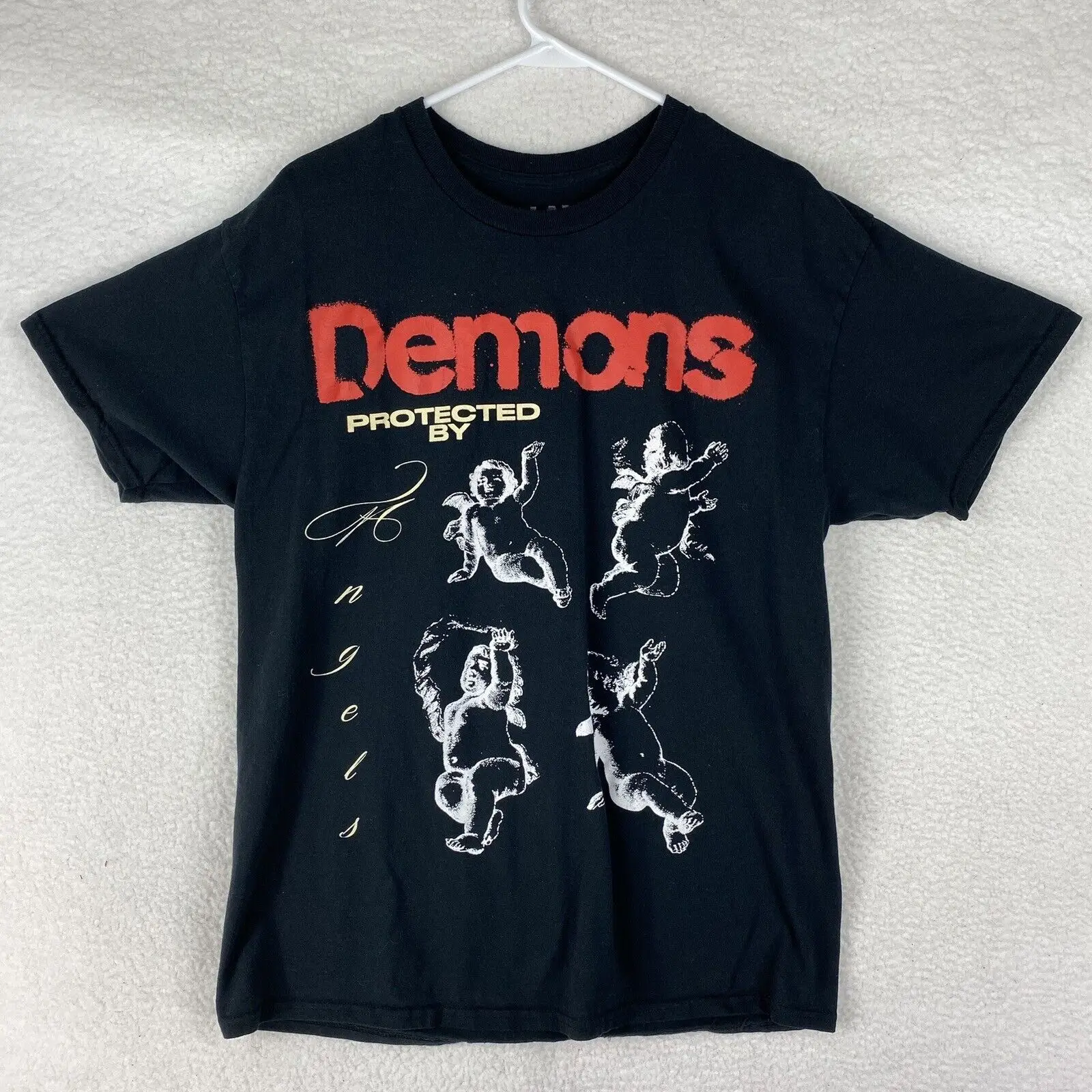 The Weeknd Xo X Nav Demons Protected By Angels Black T Shirt Men'S Size L Hole