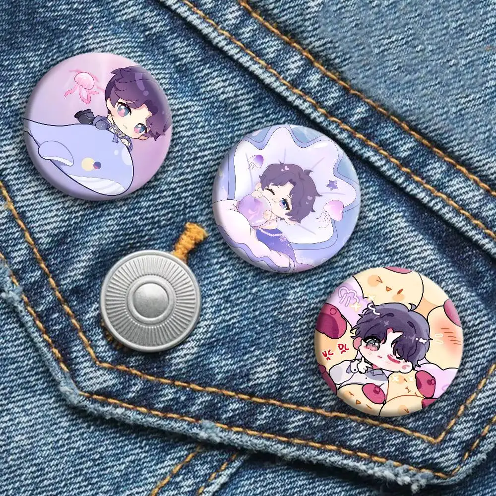 Anime Game Love and Deepspace Rafayel Badges Round Cosplay Pin Bag Decor Fans Collect Friends Gifts Brooch