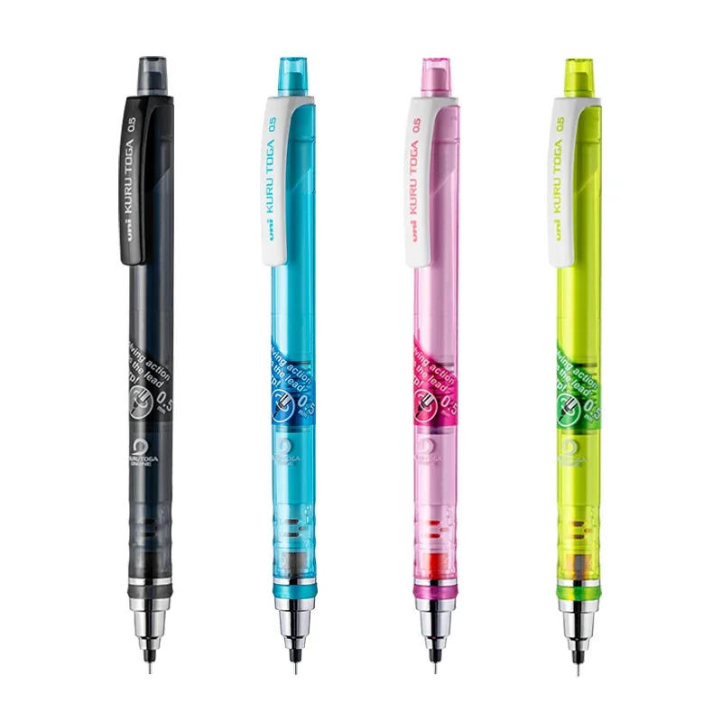 1Pc Uni Kuru Toga Mechanical Pencil, 0.5mm Lead Rotation Mechanicsl M5-450T Black Blue Pink Japanese Stationery Cute Pencils