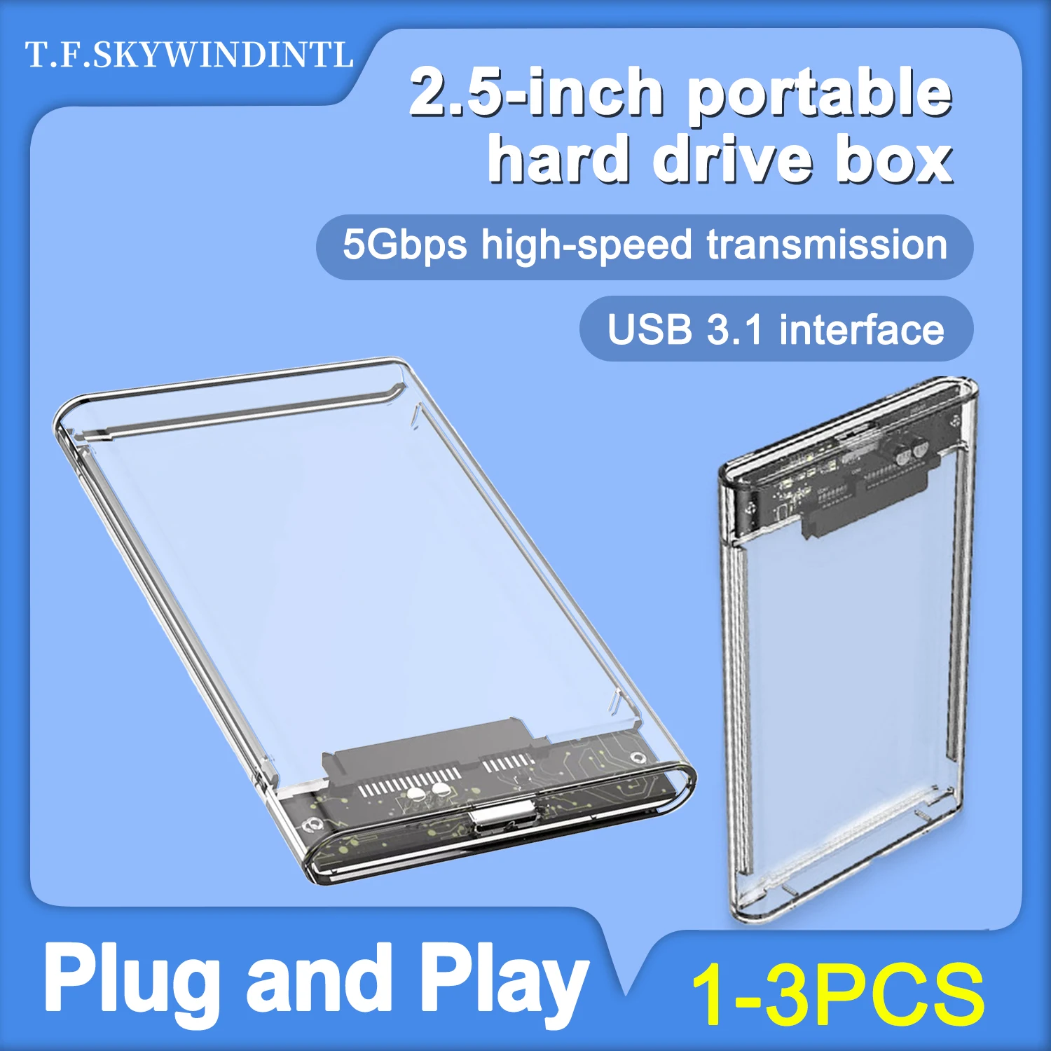Transparent HDD Case Caddy Box HDD Enclosure 2.5 SSD SATA To USB 3.0 USB 3.1 USB2.0 Adapter External Hard Drive Box