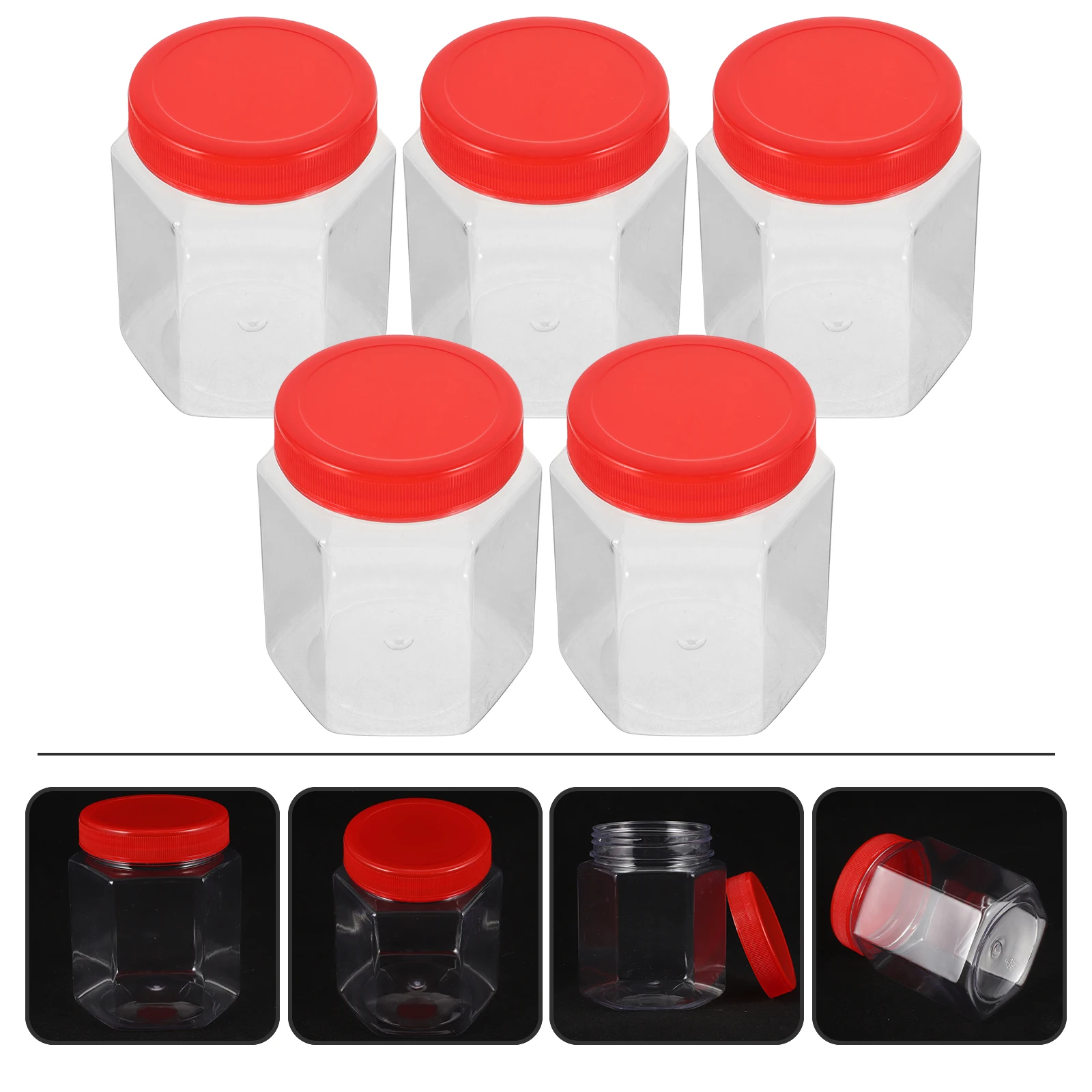 

5pcs Airtight Jars Plastic Dry Food Containers Sugar Tea Rice Spices Kitchen Storage Cereals Container Large Capacity Sealing