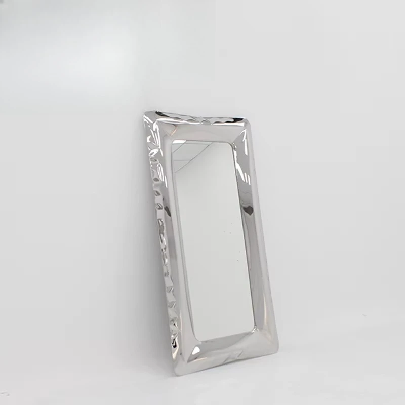 Contemporary Stainless Steel Frame Mirror Bright Color Silver Mirror Bedroom Furniture Bathroom Living Room Corridor Custom