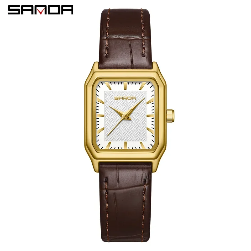 Sanda 1121 Trendy Elegant Design Rectangle Dial Water Resistant Quartz Movement Business Women New Arrival Analog Wrist Watch