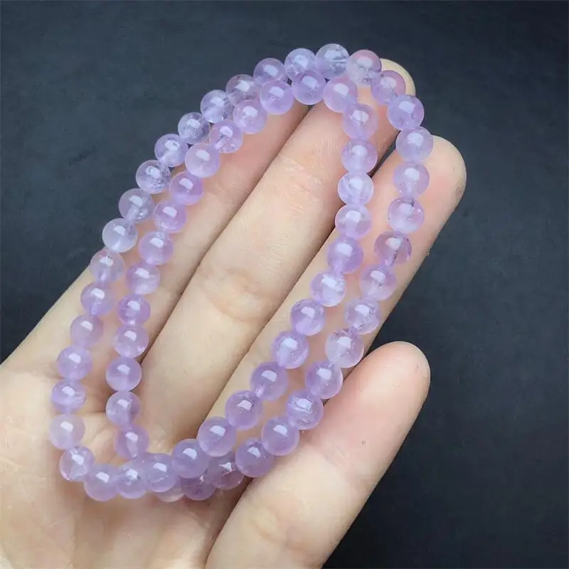 

6MM Natural Lavender Amethyst Triple Circle Bracelet Handmade Fortune Energy Mineral Woman Amulet Jewelry Gift 1PCS