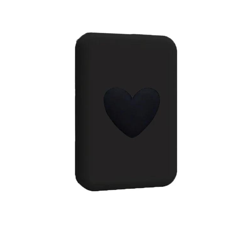 3D Pink Love Heart For Apple Magsafe External Battery Case Wireless Magnetic Battery Cover Black All-inclusive Shockproof Soft