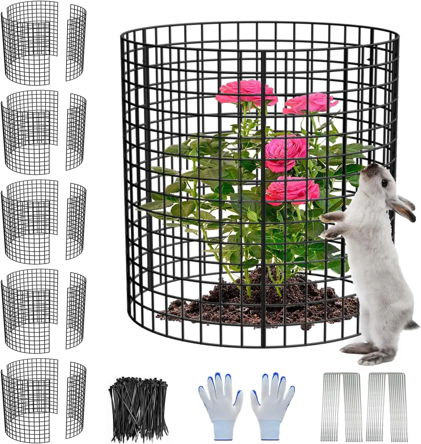 

Набор из 6 защитных каркасов для растений, металлическая сетка диаметром 13,5 дюймов (34,3 см) x высотой 14 дюймов (35,6 см) с крепежными стяжками и колышками для защиты садовых растений от животных.