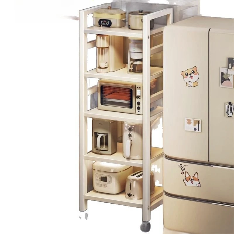 Pull-out kitchen rack, floor-to-ceiling multi-layer, crevice storage rack, multi-functional storage rack