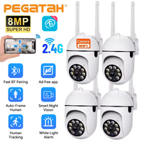 PEGATAH 8MP 2.4G Wifi IP Outdoor Security Cam PTZ Camera 4X Zoom Camera AI Human Tracking HD Color Night Vision Alarm Camera
