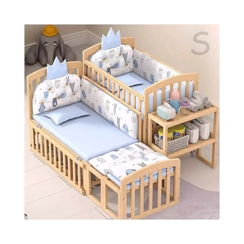 

Custom Seamind Multi-functional Crib with Closet and Store Space Extended Kid Bed for 0-12 Years Convertible Woodenbaby Cot Crib