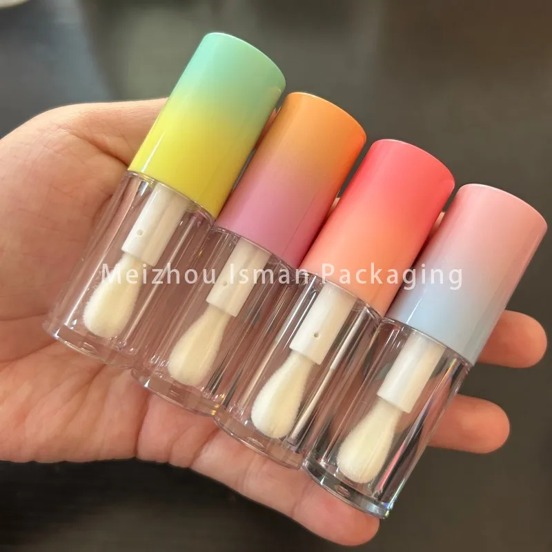 50Pcs New Round Gradient Top 5ml Big Brush Wand Lipgloss Tubes Wholesale Liquid Lipstick Packaging Lip Gloss Containers Tube