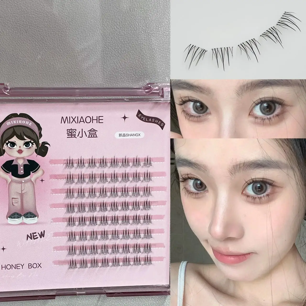 Mixiaohe Cils inférieurs sans colle, effet flamme, doux, imperméables, pour un regard élargi, faciles à appliquer pour débutants, maquillage photo