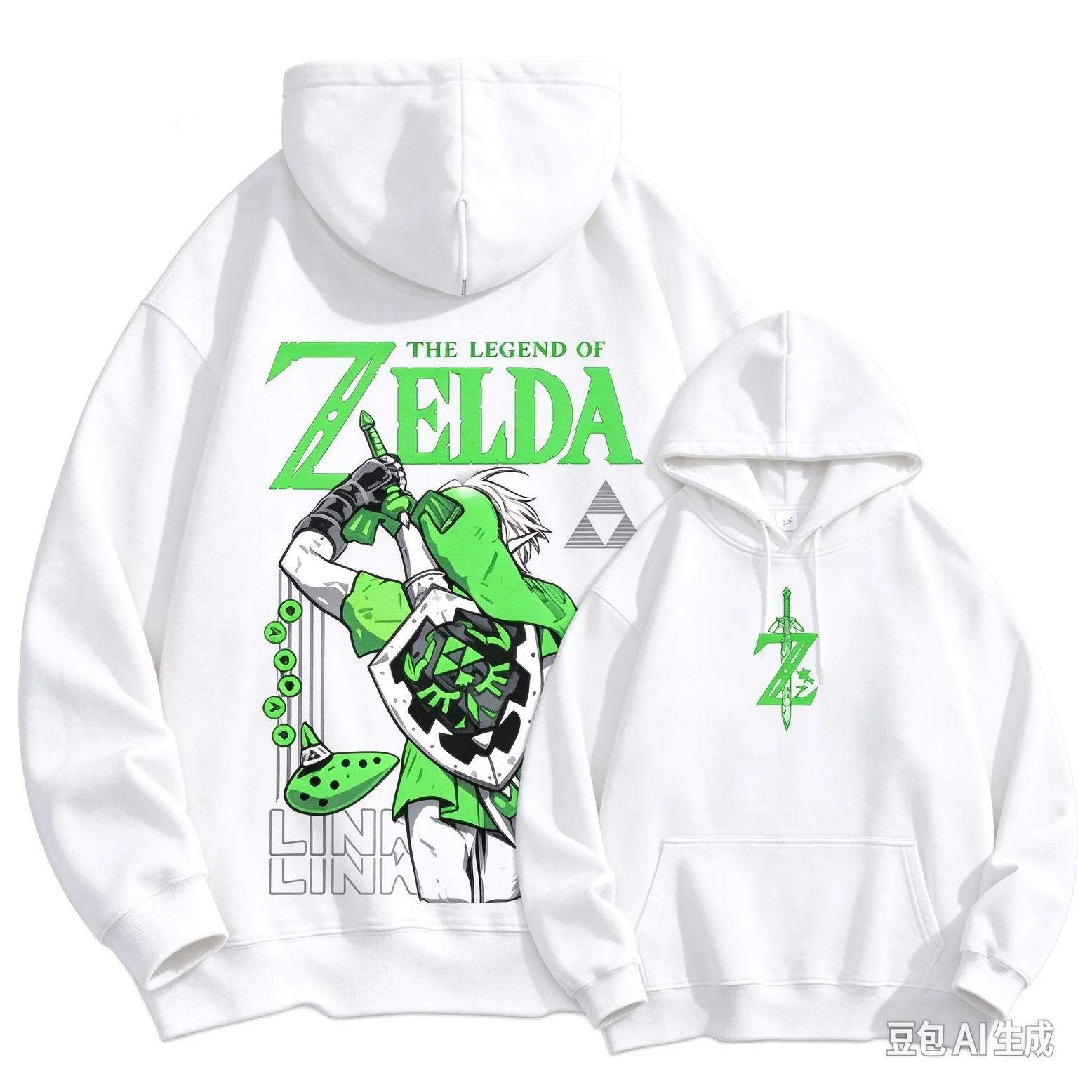 The Legend of Zelda Hoodie Master Sword Triforce Front Print Zelda Characters Back Graphic Hooded Sweatshirt Men Women