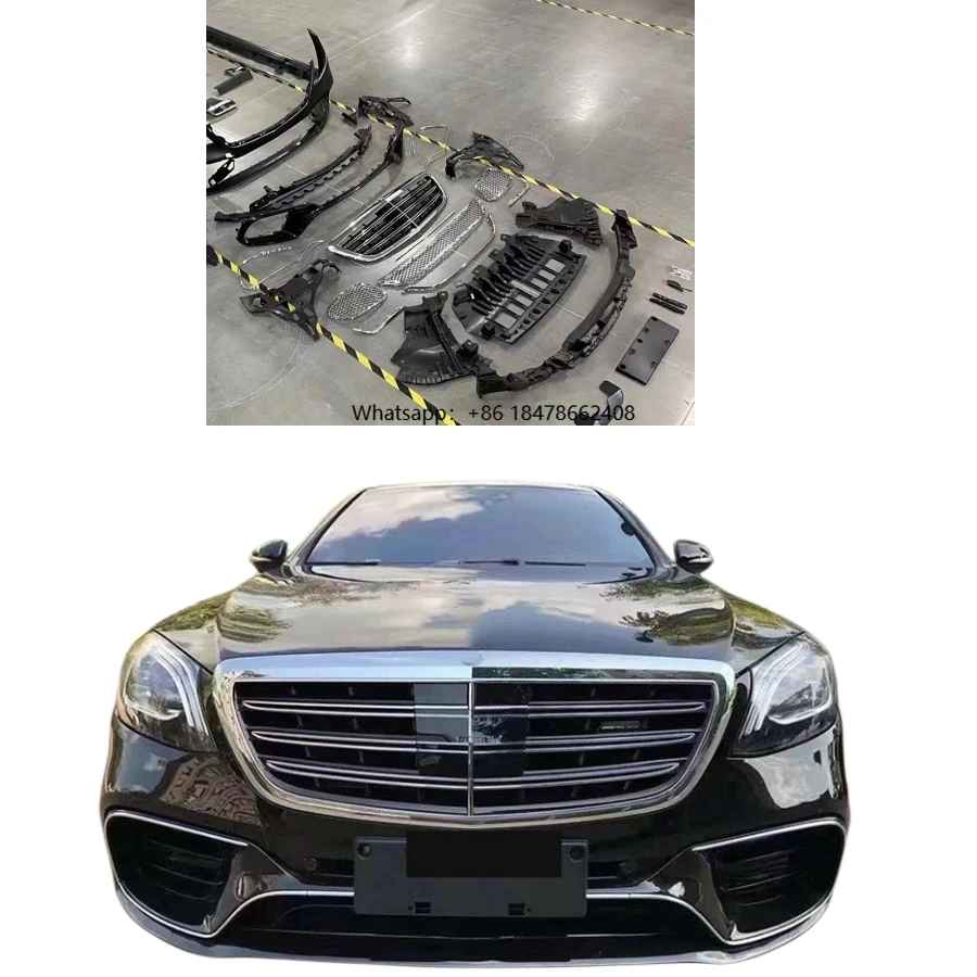 

Body Kit for S Class S63 Kit W222 Modified S63 Model Front and Rear Bars Encircling Rear Lip Tail Throat Kit