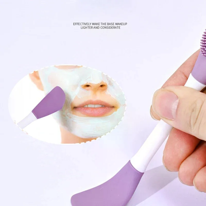 1 szt. Dwustronny silikonowy pędzel do masek na twarz, pędzel do masażu i czyszczenia twarzy, narzędzie do samodzielnego nakładania błotnych masek, skrobak do pielęgnacji twarzy, dropshipping