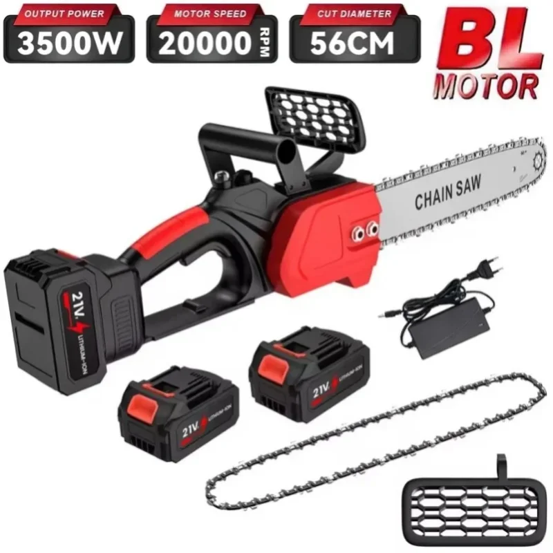 12-Zoll Bürstenlose Akku-Kettensäge, 3500W 20000RPM für Makita 21V Akku, Heim-Kettensäge schneidet bis zu 40cm Holzscheite