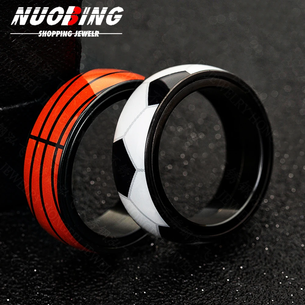 Football Basketball Baseball Rugby Stainless Steel Anxiety Ring Women Men Fidgets Spinner Rings Engagement Bands Jewelry