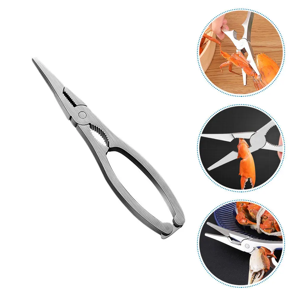 1Pcs Sturdy 304 Stainless Steel Crab Opening Scissor Smooth Finish Fine Detail Seafood Crackers Crab Eating Clamp Lobster