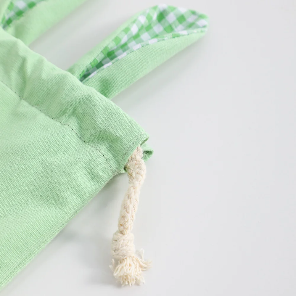 4 stücke Ostern Süßigkeiten Geschenk Taschen Für Kinder Leinwand Hase Gingham Ostern Leckereien Taschen Ei Jagd Kordelzug Mini Lagerung Taschen frühling Party – Detail 4
