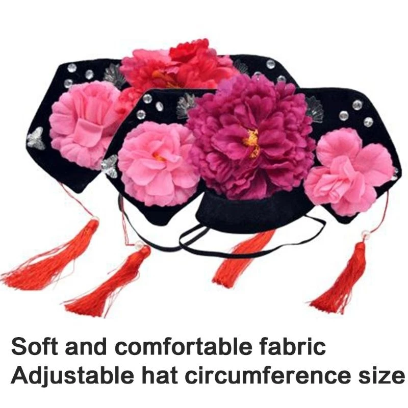 قبعة ملكية تقليدية للنساء قبعة ملكية صينية على شكل زهرة ملكية لحفلات الزفاف وغطاء للرأس