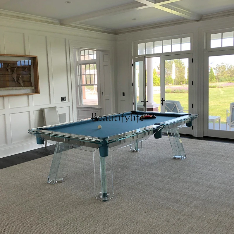 Crystal Glass Pool Table Villa Premium Tempered Glass Gaming Table