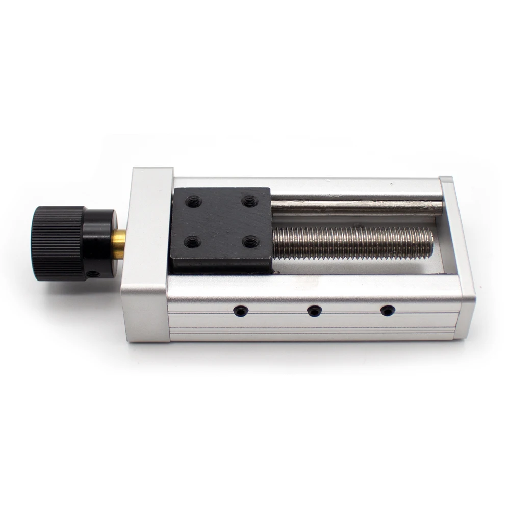 Deslizador de ajuste fino de precisión de soldadura, mesa deslizante de ajuste de tornillo Manual, soporte de pistola de soldadura, carrera deslizante de 60/100MM, 35x35MM