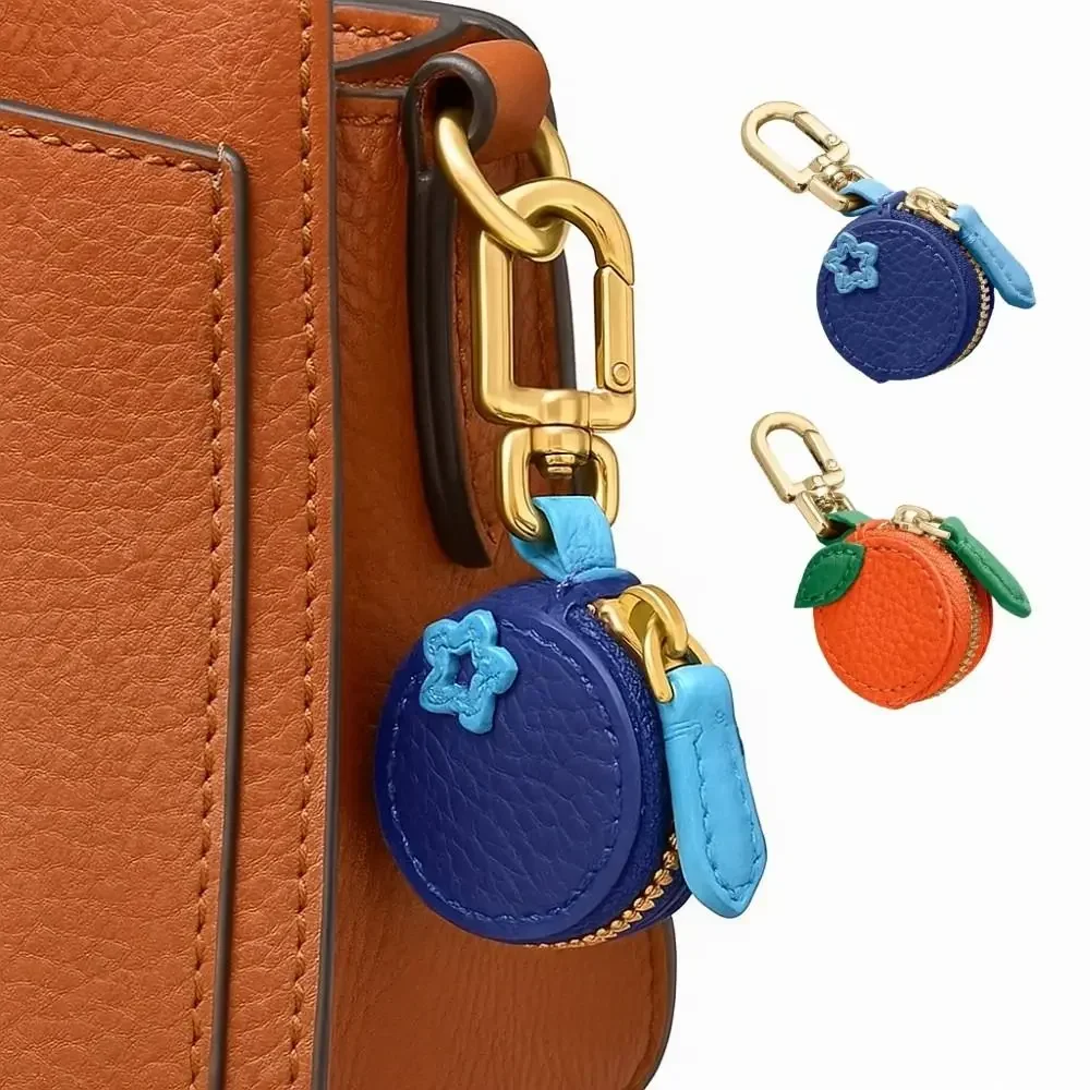 

Портативный кошелек для монет в форме фруктов, кошелек из искусственной кожи с оранжевым кулоном, милая черника, сумка для наушников, уличная сумка для монет