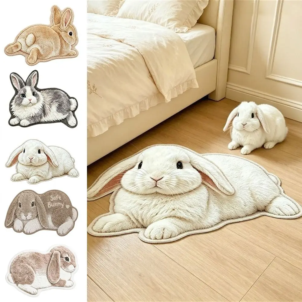 Cute Water Absorbent Rabbit Shape Rug Soft Washable Irregular Shape Floor Mat Floor Carpet Home Decoration