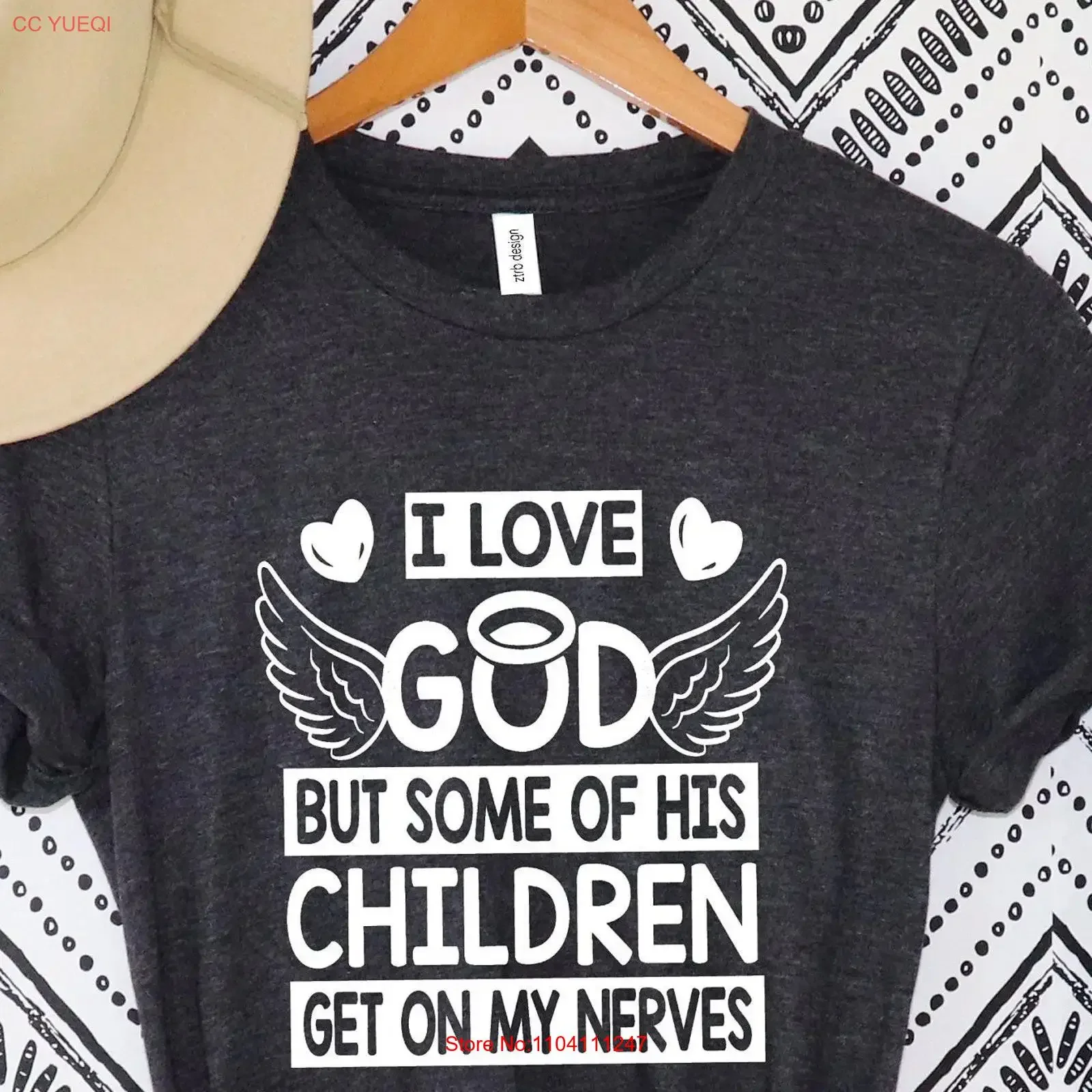 Funny Christian T Shirt Jesus Love I God But Some Of His Children Get On My Nerves Sarcastic vintage Washed Breathable graphic