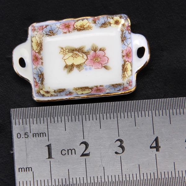 Set of 40PCS Flower Design Porcelain Plate Set :12 Dollhouse Miniature Home Decor Accessory