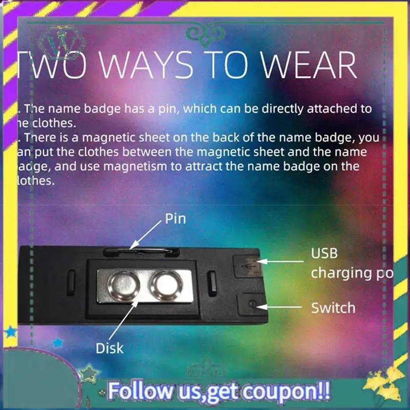 Nouveau Badge numérique LED multilingue, Rechargeable par USB, bricolage, texte Programmable, nom, étiquette défilante, Module de signe, affichage