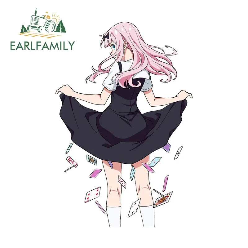 EARLFAMILY 13 cm x 8,8 cm für Fujiwara Chika Kawaii Autoaufkleber, niedliches Anime-Mädchen, Stoßstangenaufkleber, Klimaanlage, wasserdicht, Wohnmobil-Aufkleber