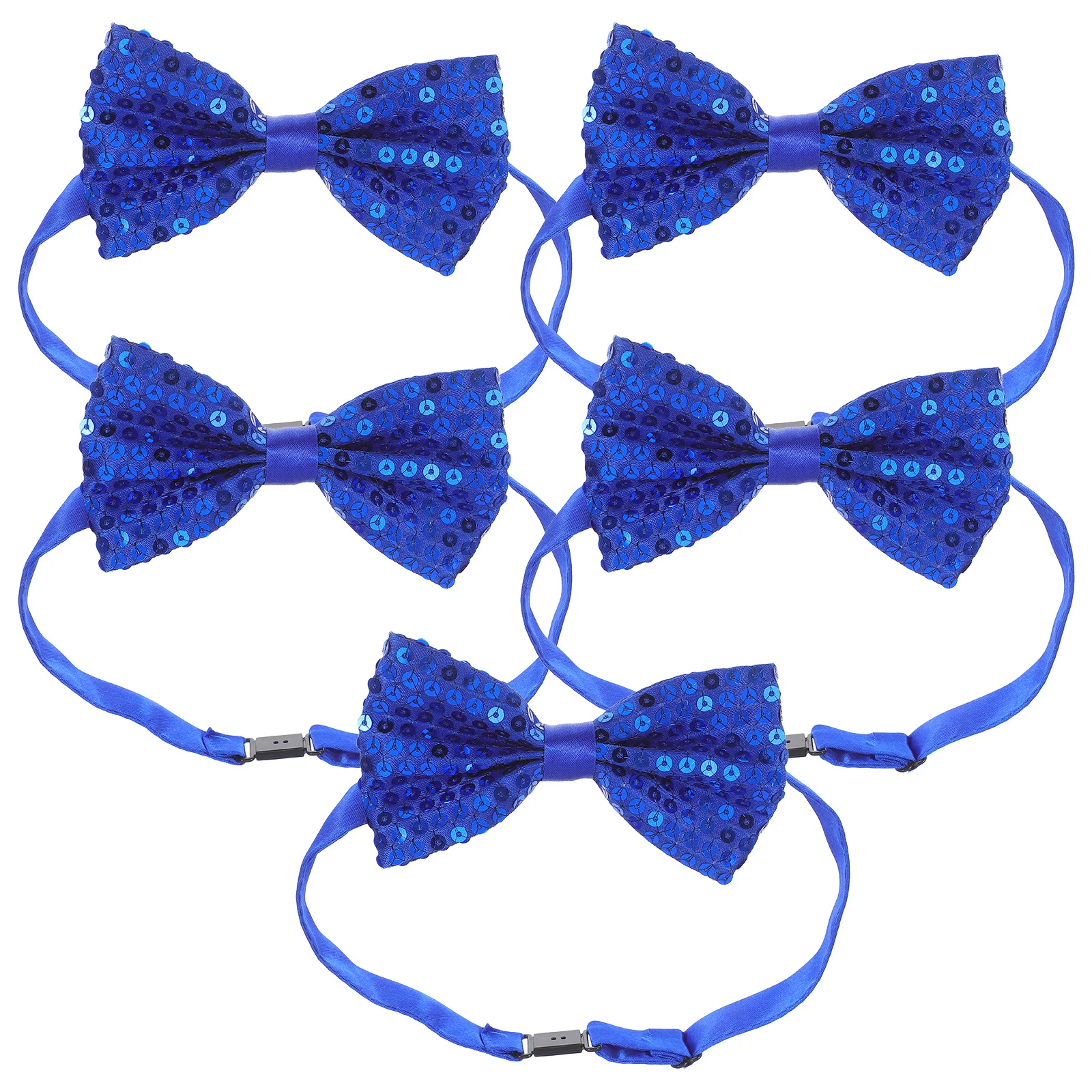 

5Pcs Glitter Bow Tie Kids Sparkly Sequined Necktie Adjustable Comfortable Wear for Graduation Stage Party Outfit