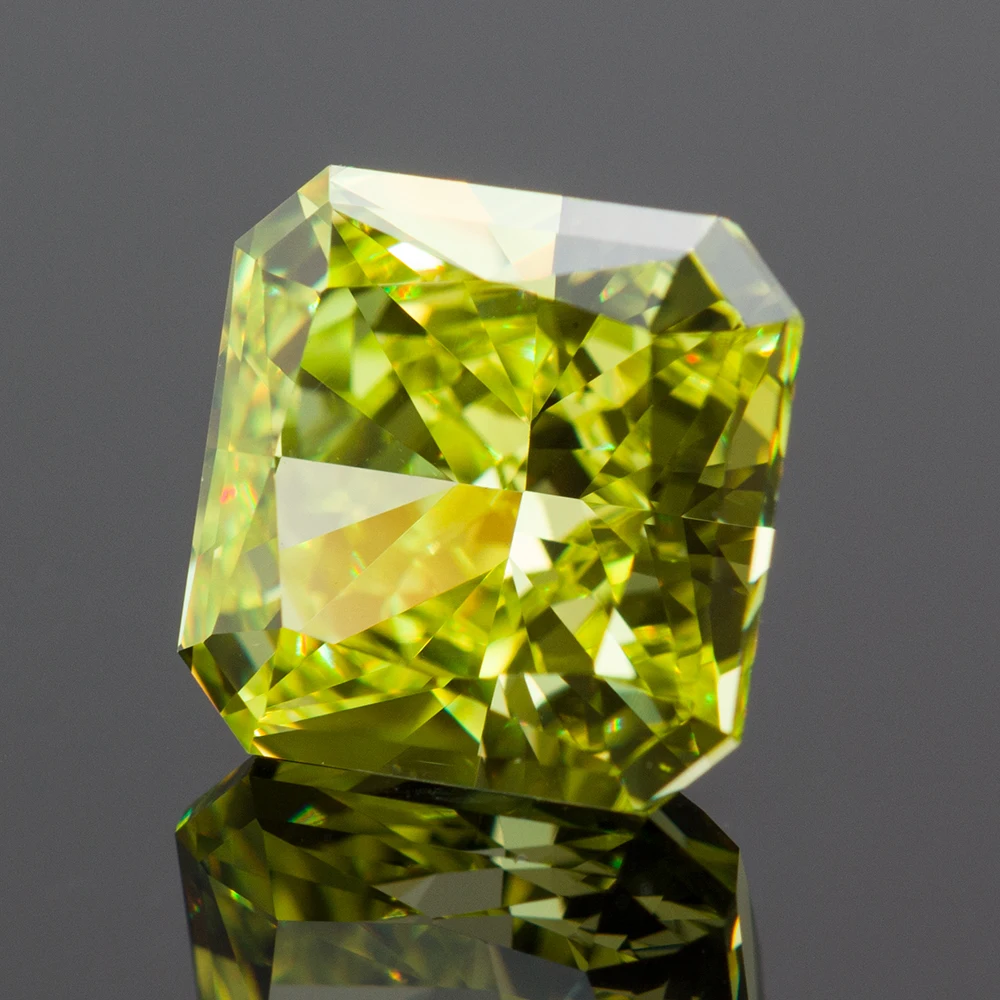 Apple Green Square Crushed Ice Cut Cubic Zirconia High Carbon Diamond Lab Zircon CZ 4K Cutting 5A+ Quality for Jewelry Making