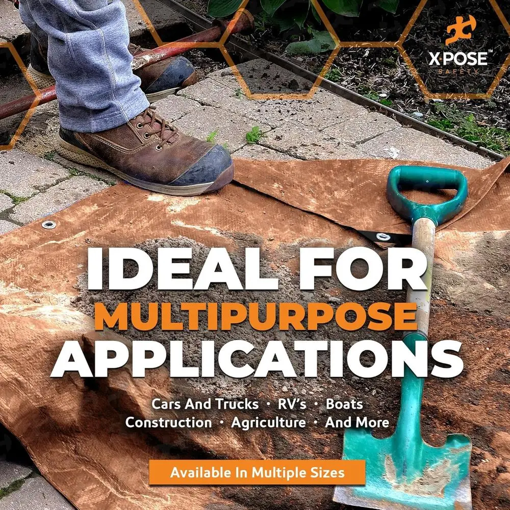 قماش بولي بني مقاس 20 × 30 بوصة - شديد التحمل، مقاوم للماء، مقاوم للطقس، بسمك 5 مل