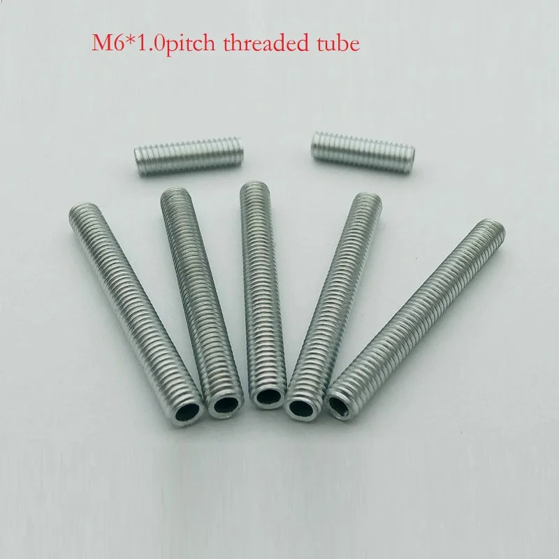 10 pieces/lot 20-60mm metric m6  whole threaded hollow tube threaded rod hollow tube tooth tube DIY lighting Accessories