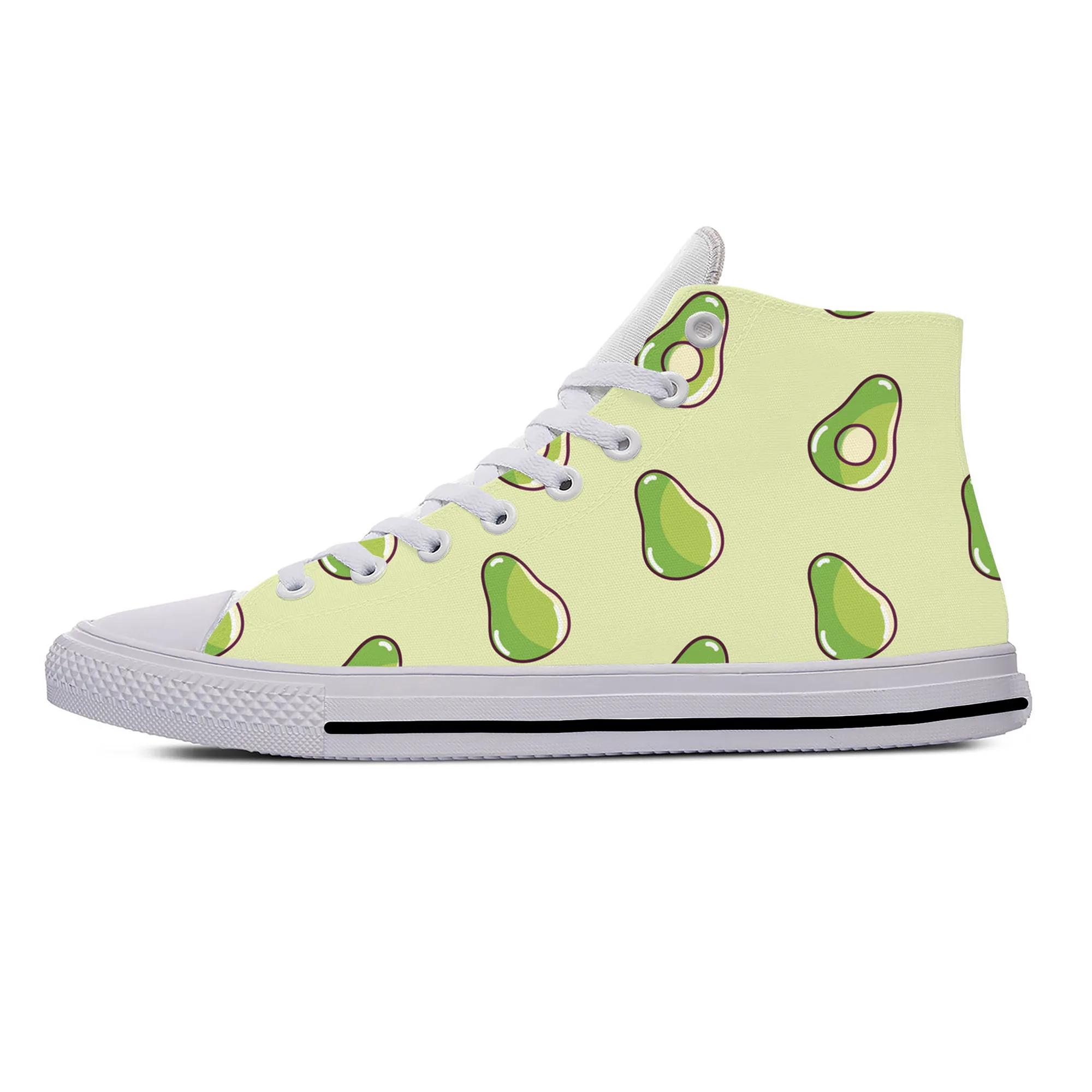 Avocado Fruit Anime Cartoon Pattern Aesthetic Casual Cloth Shoes High Top Lightweight Breathable 3D Print Men Women Sneakers