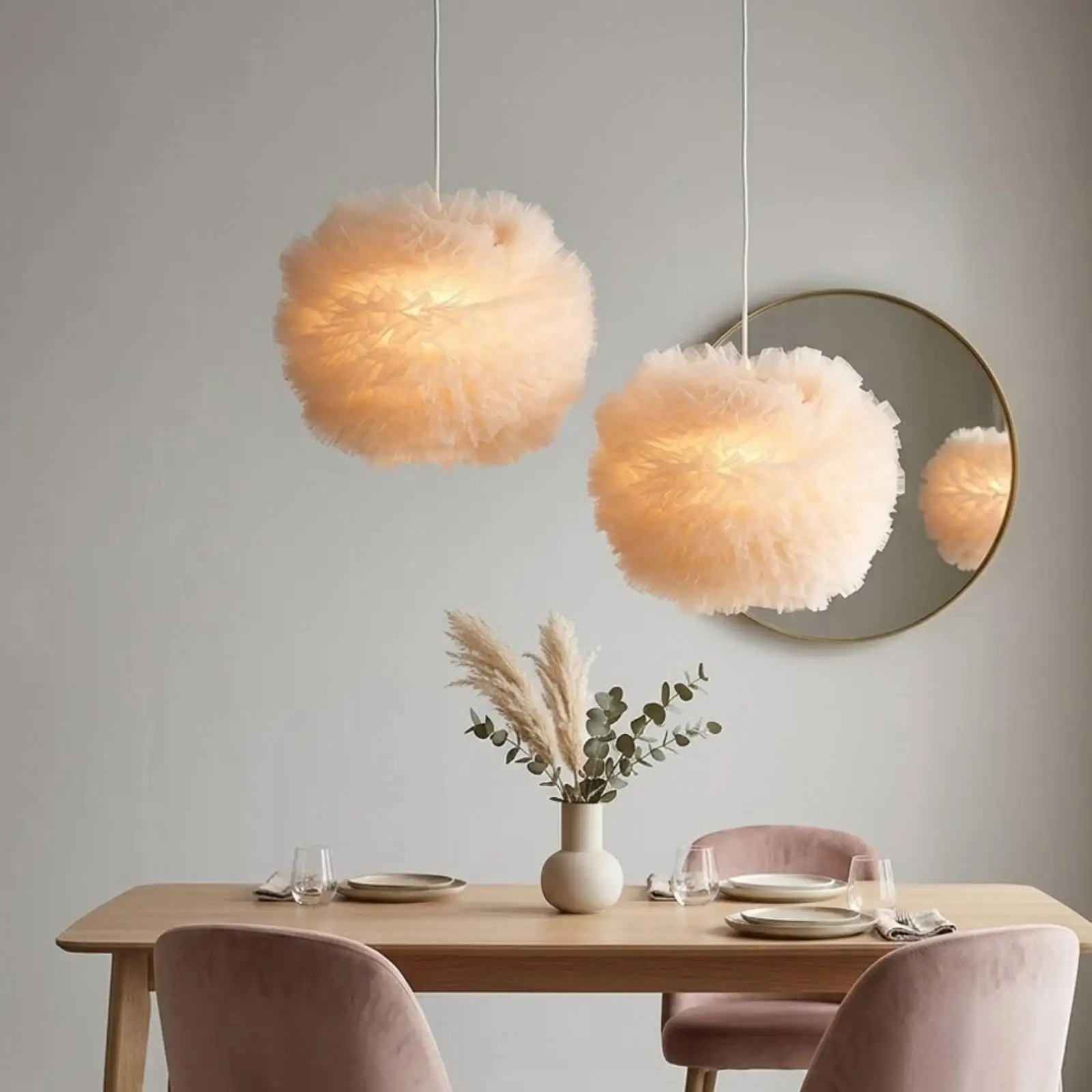 Pleated Lampshade with Iron Frame 25 Cm Diameter Spherical Lampshade Textile Lamp Shade Light Spreader Textured for Bedroom