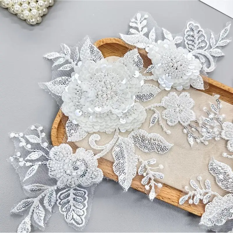 

Набор из 2 вышитых пайеток, цветочных аппликаций, нашивок для одежды, сумок, украшения ручной работы, полиэфирные материалы Y08E