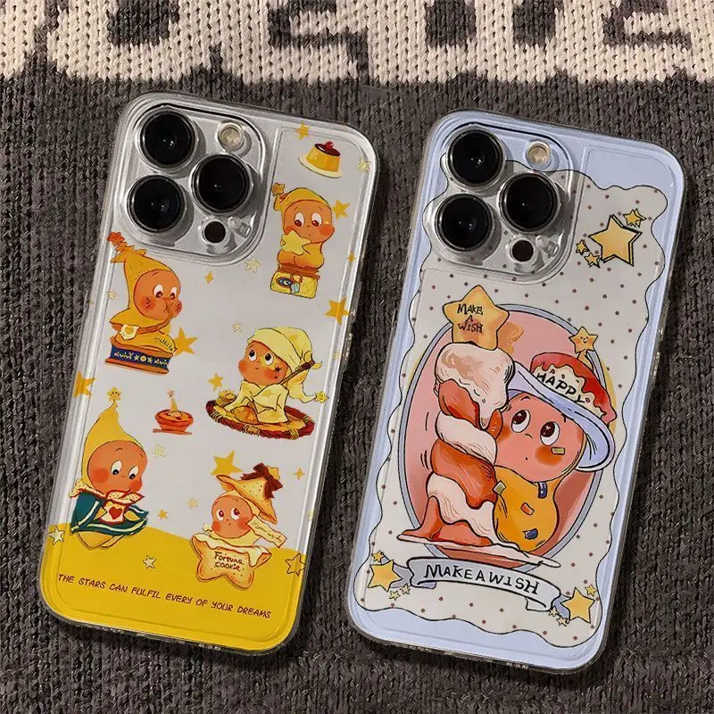 Coque de téléphone enfant en forme d'étoile mignonne, étui arrière souple Transparent pour iPhone XS XR X 16 15 14 13 12 11 Pro Max Mini 7 8 Plus