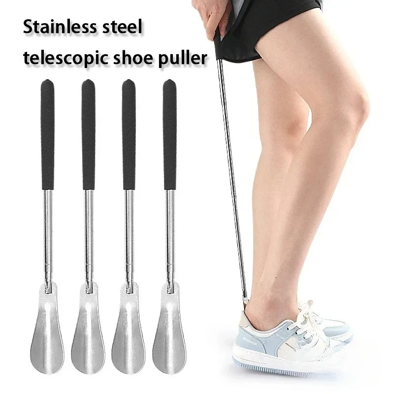1Pcs Retractable Metal Shoe Horns 31cm-65cm Long Handled Shoehorn Pregnant Woman Elderly Shoe Spoon Retractable Shoe Spatula
