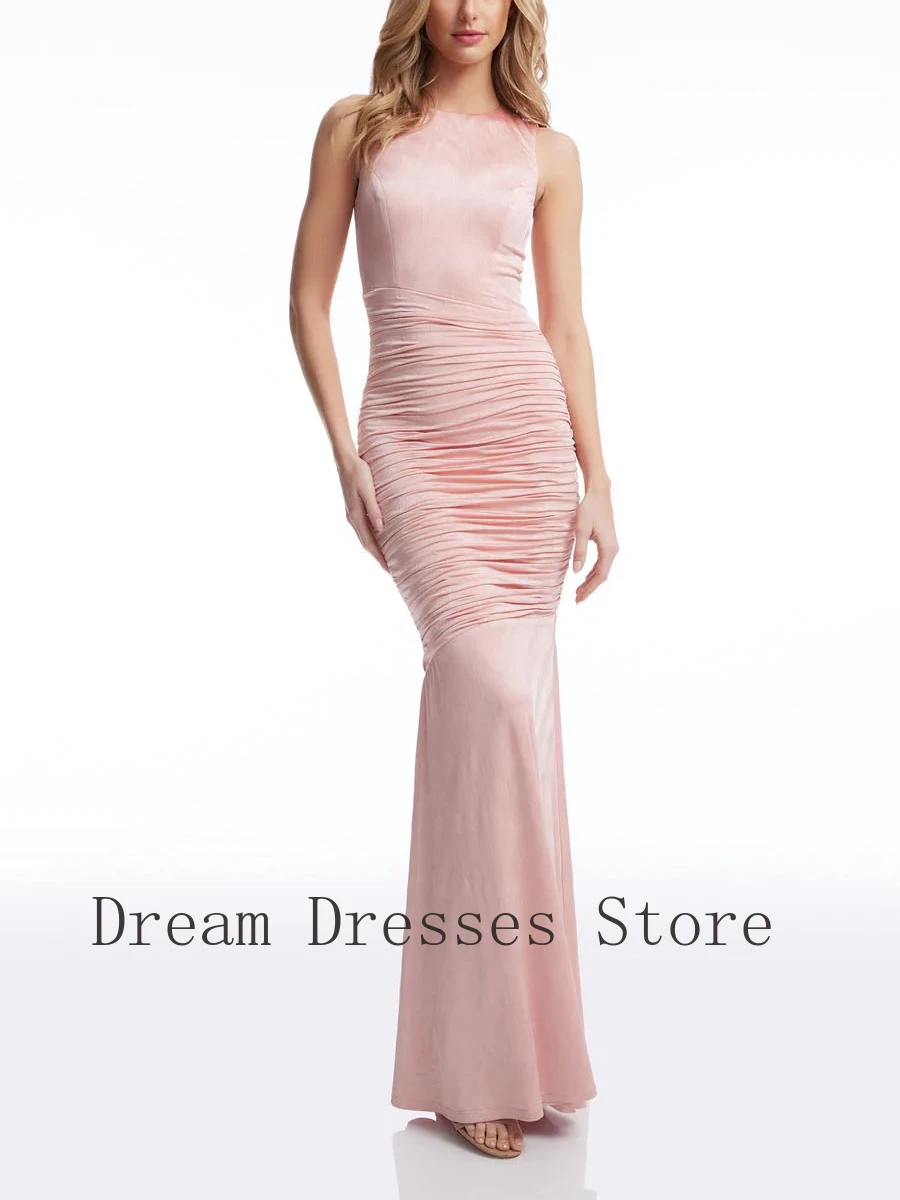 

Customized Simple Velour Pleat Draped Trumpet High Collar Long Dresses Bespoke Occasion Dresses Exquisite Sizes Available Simple